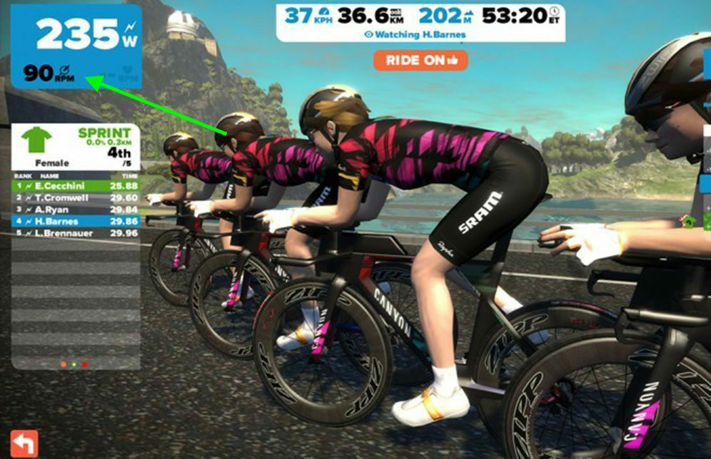 Zwift cadence